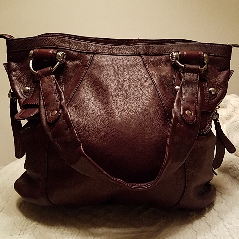 b. makowsky brown leather tote